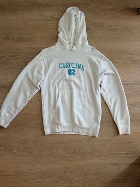 Carolina White Hooded Sweatshirt with Light Blue Logo
